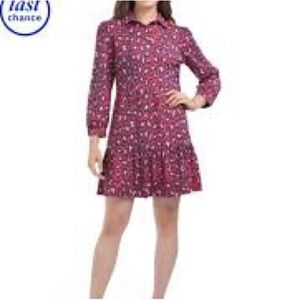 Jude Connally Red and Pink Patterned Dress